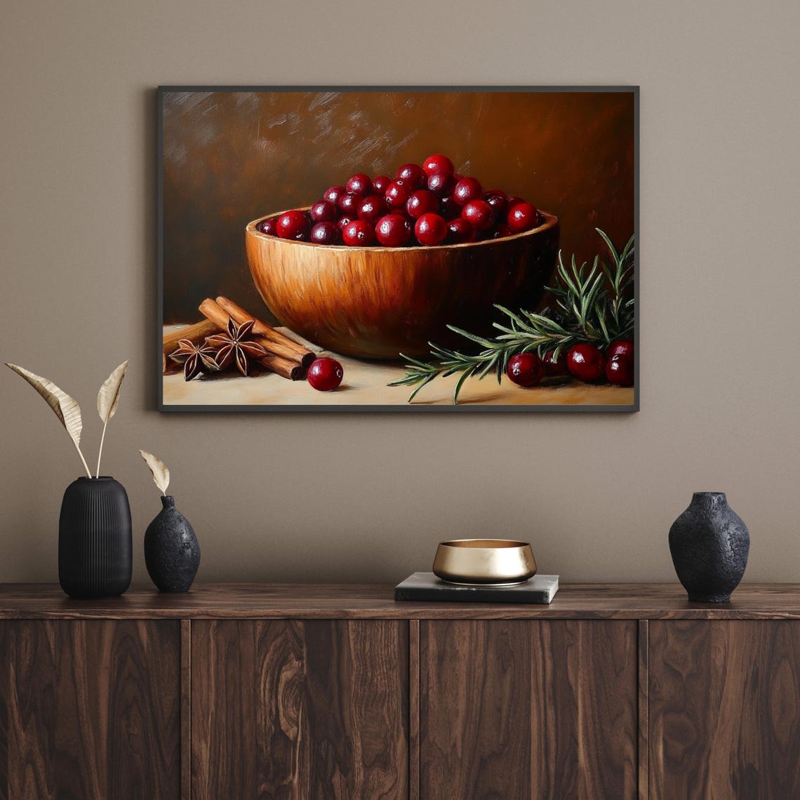 Cranberry Bowl Cinnamon Star Anise Holiday Still Life Poster - Image 5