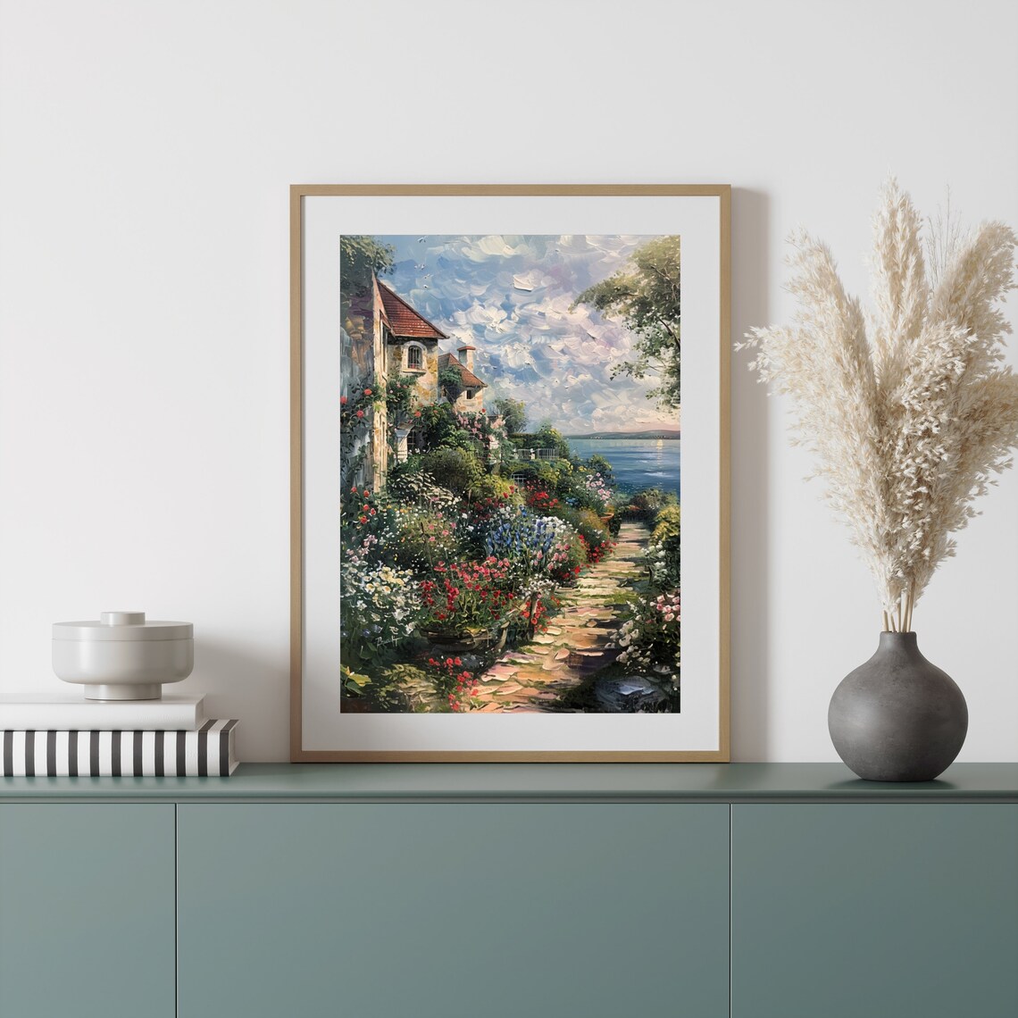 Mediterranean Villa On A Hillside With A Flower Garden And Sea View Print - Image 6