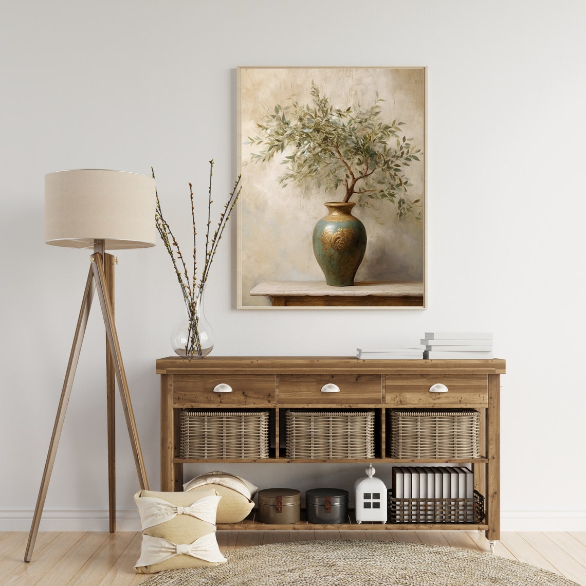Olive Branch Antique Vase Neutral Still Life Botanical Poster - Image 4
