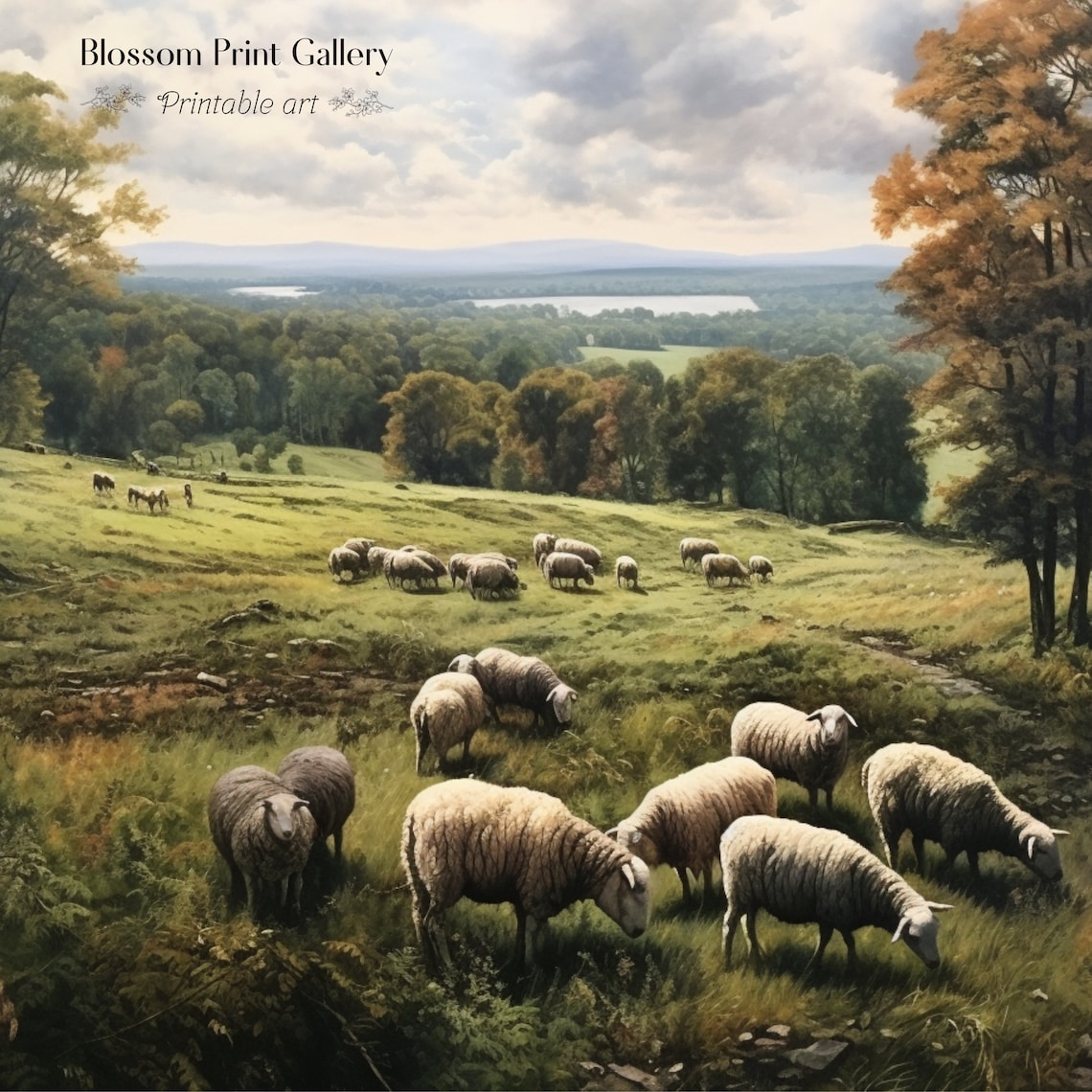Sheep Vintage Neutral Landscape Art Print, Farmhouse - Image 3