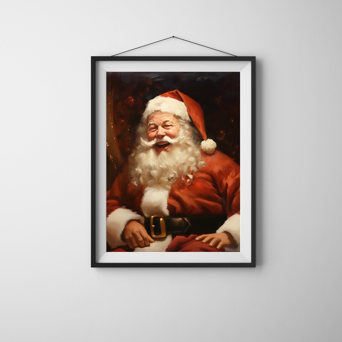 Laughing Santa Claus Jolly Portrait Vintage Christmas Painting Poster - Image 3