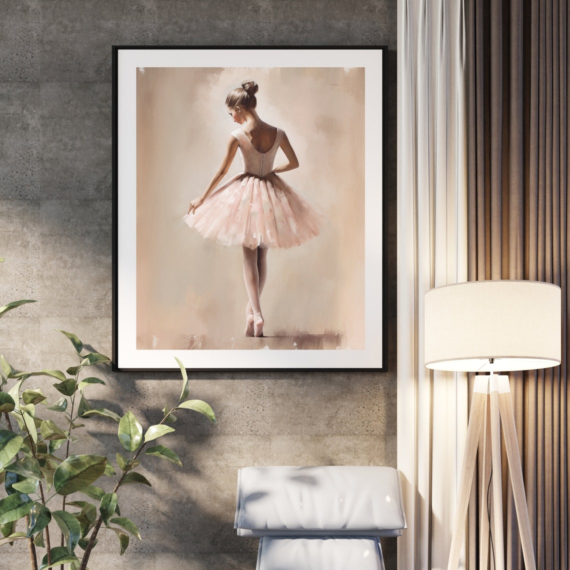 Elegant Ballerina Pink Tutu Back View Soft Ballet Painting Poster - Image 4