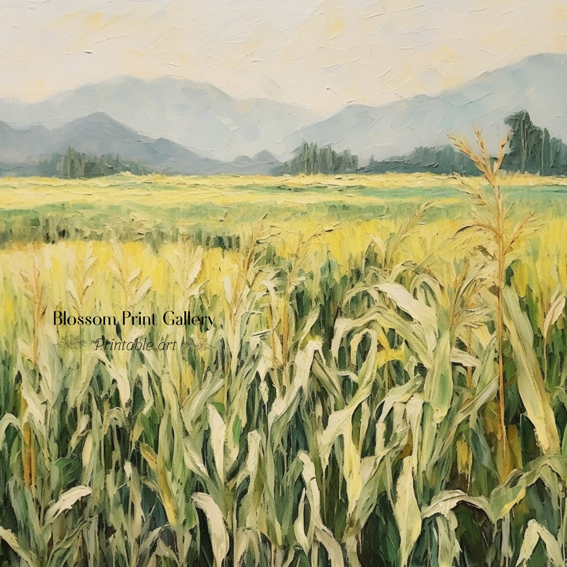 Golden Cornfield Landscape Oil Painting Farmhouse Harvest Poster - Image 3