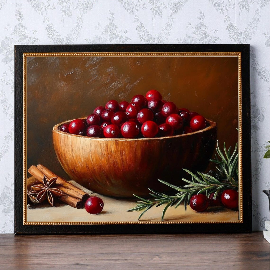 Cranberry Bowl Cinnamon Star Anise Holiday Still Life Poster - Image 4