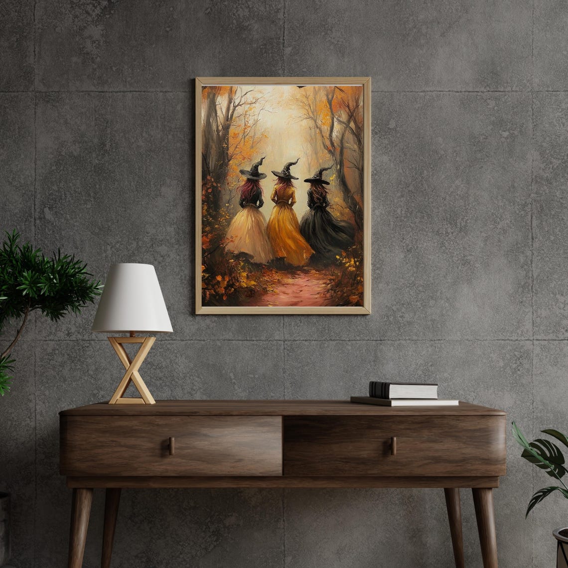 Three Witches Walking into Autumn Forest Dark Academia Poster - Image 2