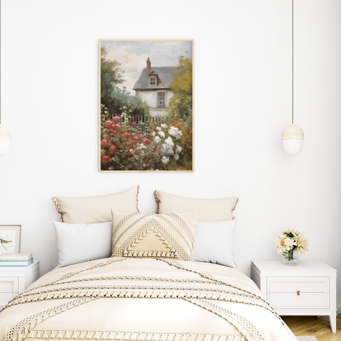 Charming Summer Country Cottage Rose Garden Impressionist Poster - Image 4
