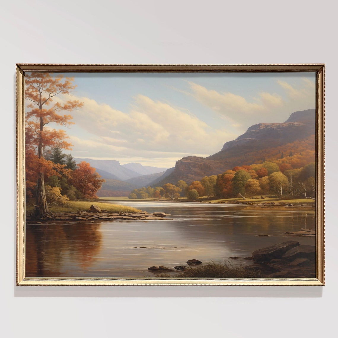 Autumn River Valley Fall Foliage Cliffs Scenic Landscape Wall Art