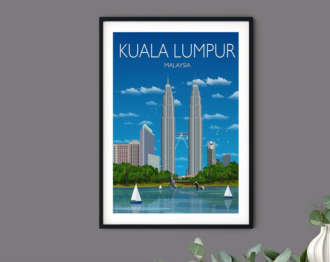Travel Poster Of Kuala Lumpur Travel Print Of Kuala Lumpur Malaysia Travel Poster Kuala Lumpur Print - Image 3