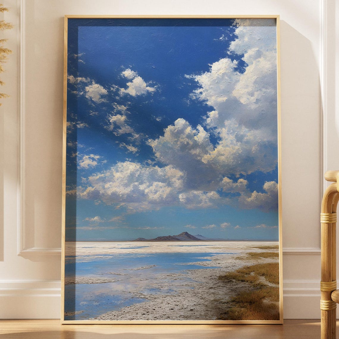 Salt Flats Desert Sky Mirror Reflection Landscape Serene Poster