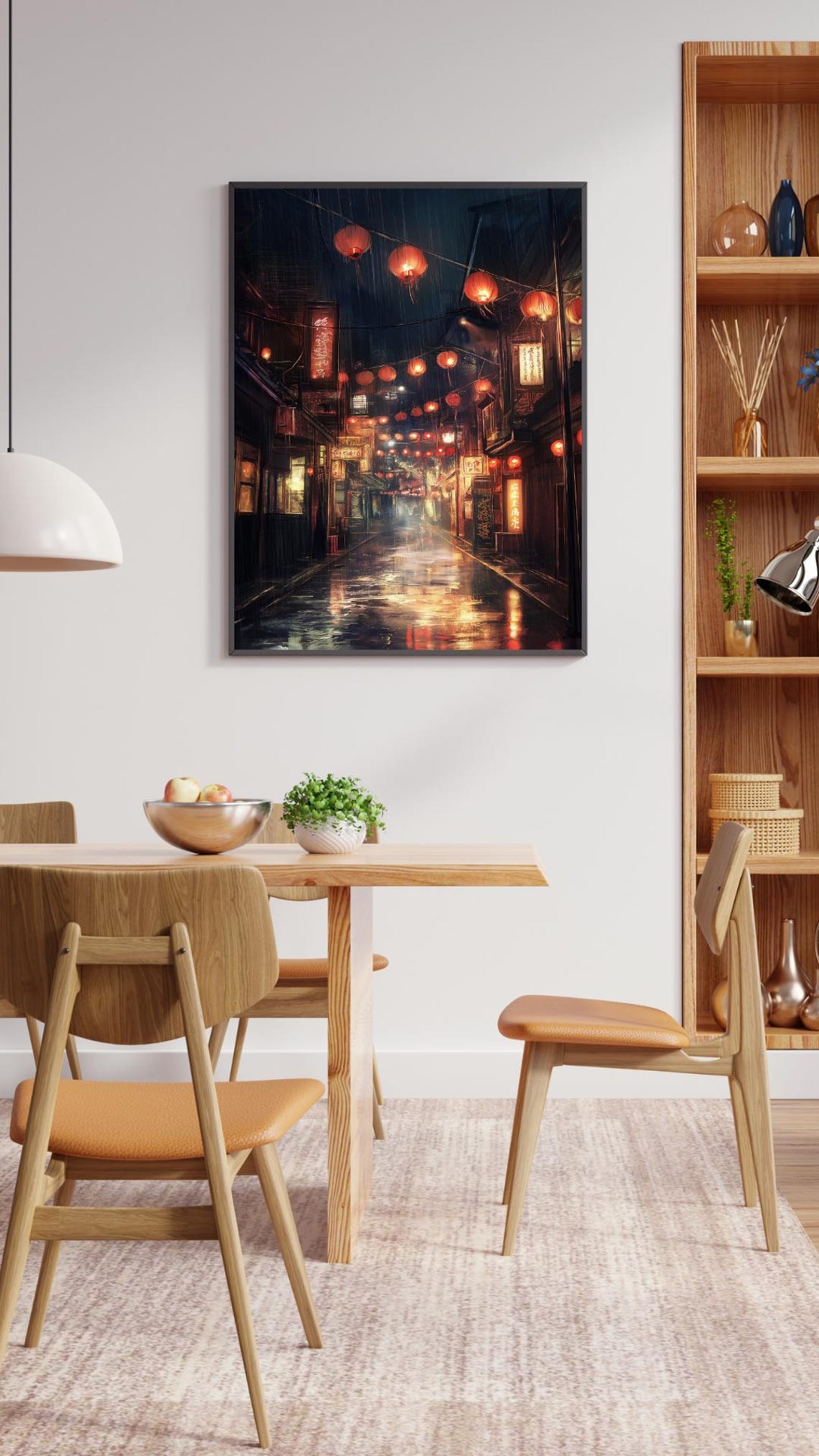Rainy Night Lantern Alley In Old Asian Town Reflected Poster - Image 2