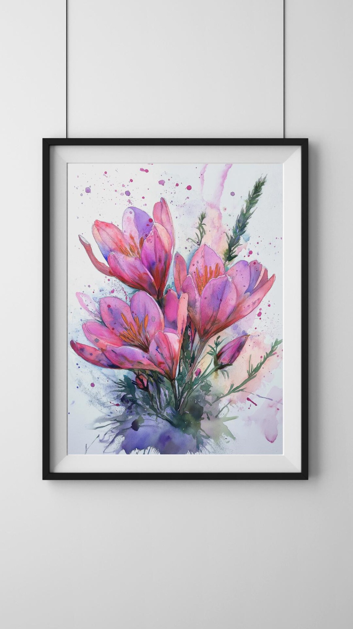 Watercolour Painting Flower Art Traditional Art Pink Flower Poster Gift Idea House Wall Art Watercolor Painting
