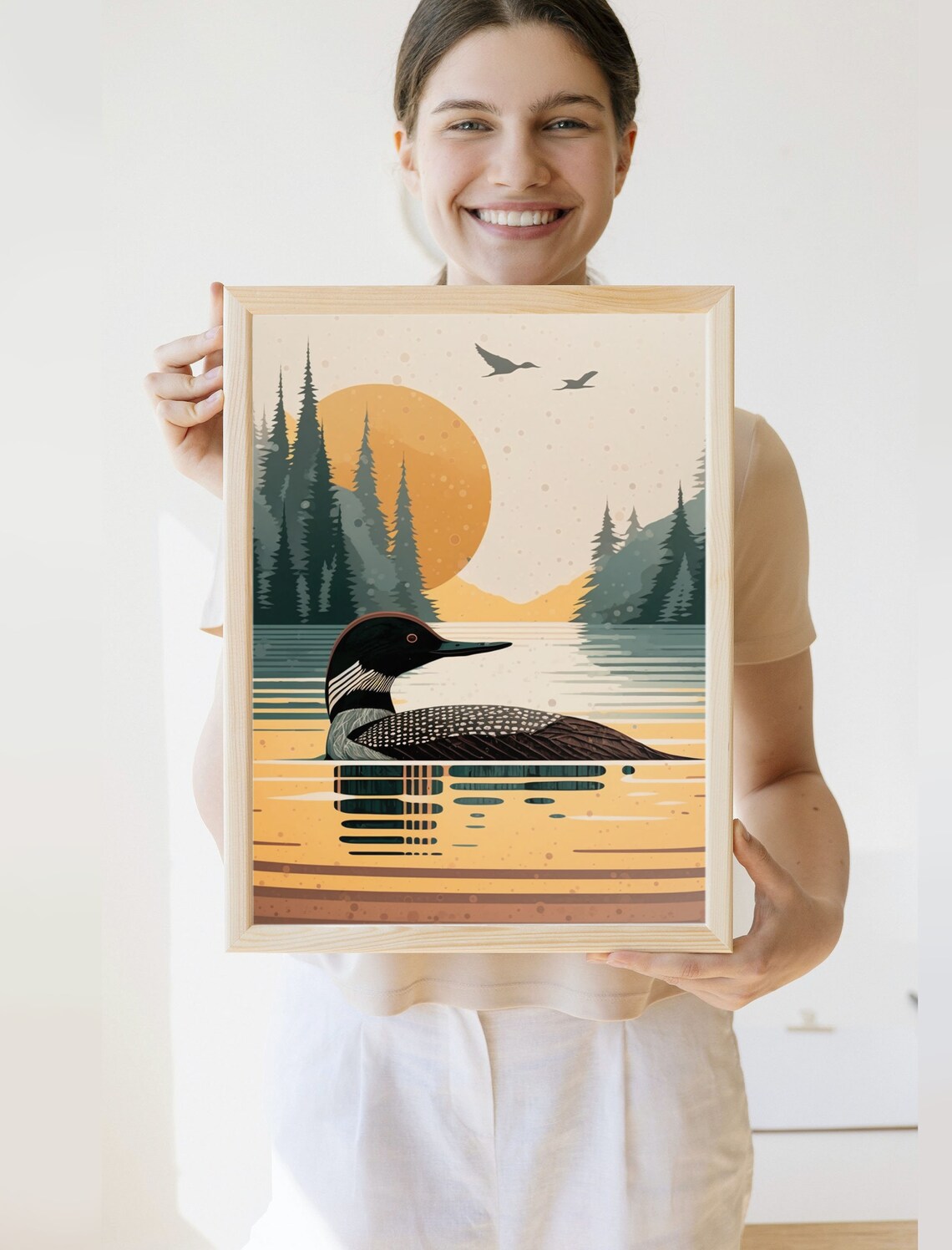 Vintage Loon Print, Minnesota Lake House Art Print