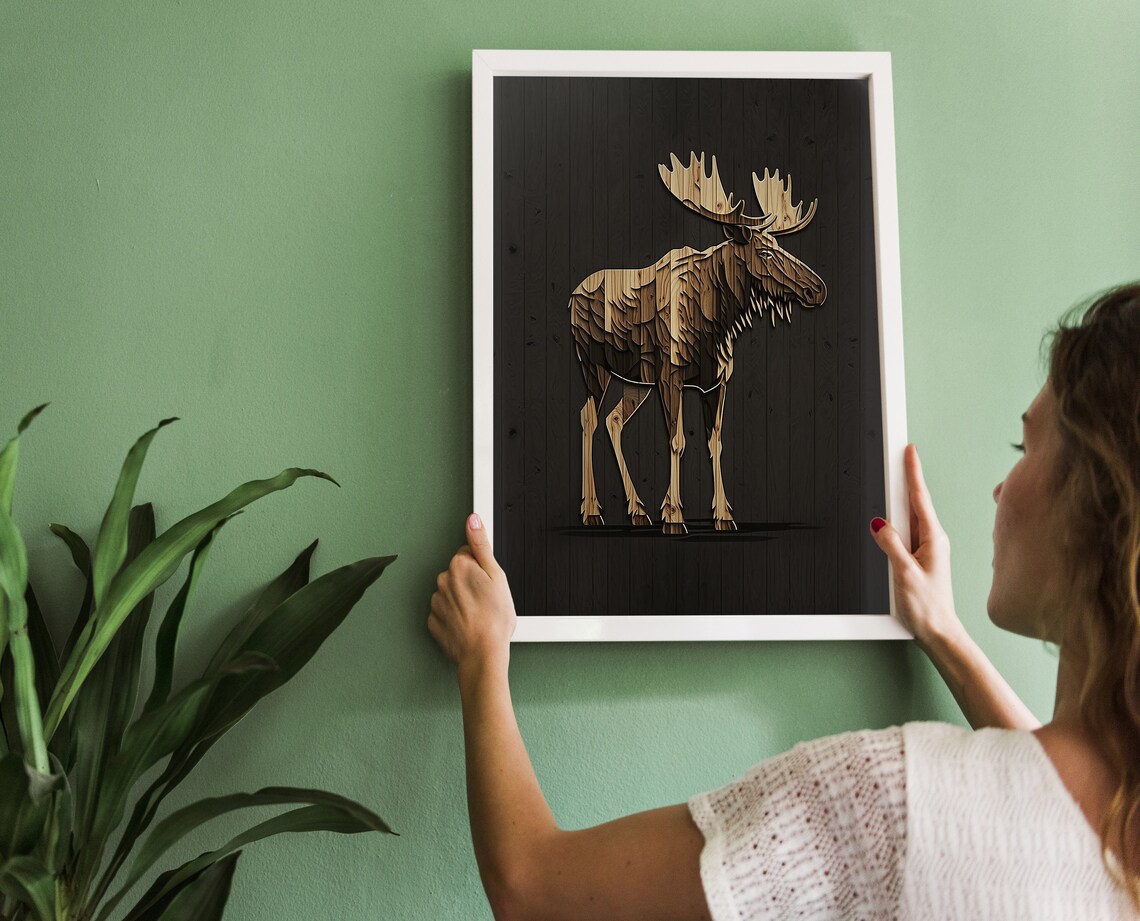 Moose Illustration Rustic Wall Art, Vintage Moose - Image 2