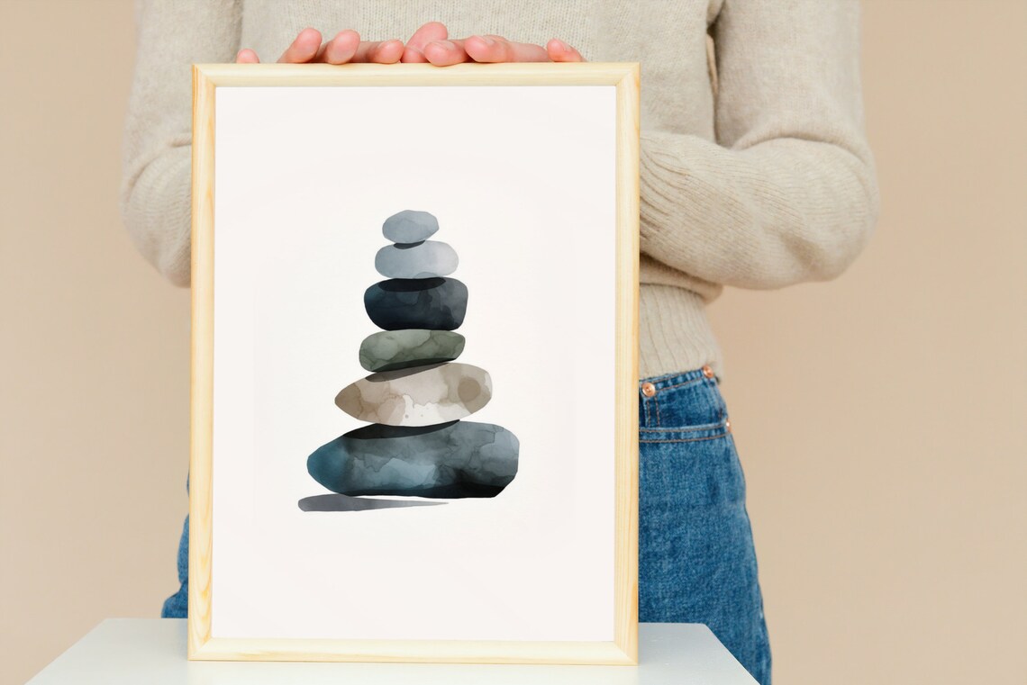 Balancing Stones Pebbles Art Print, Relax Print - Image 4