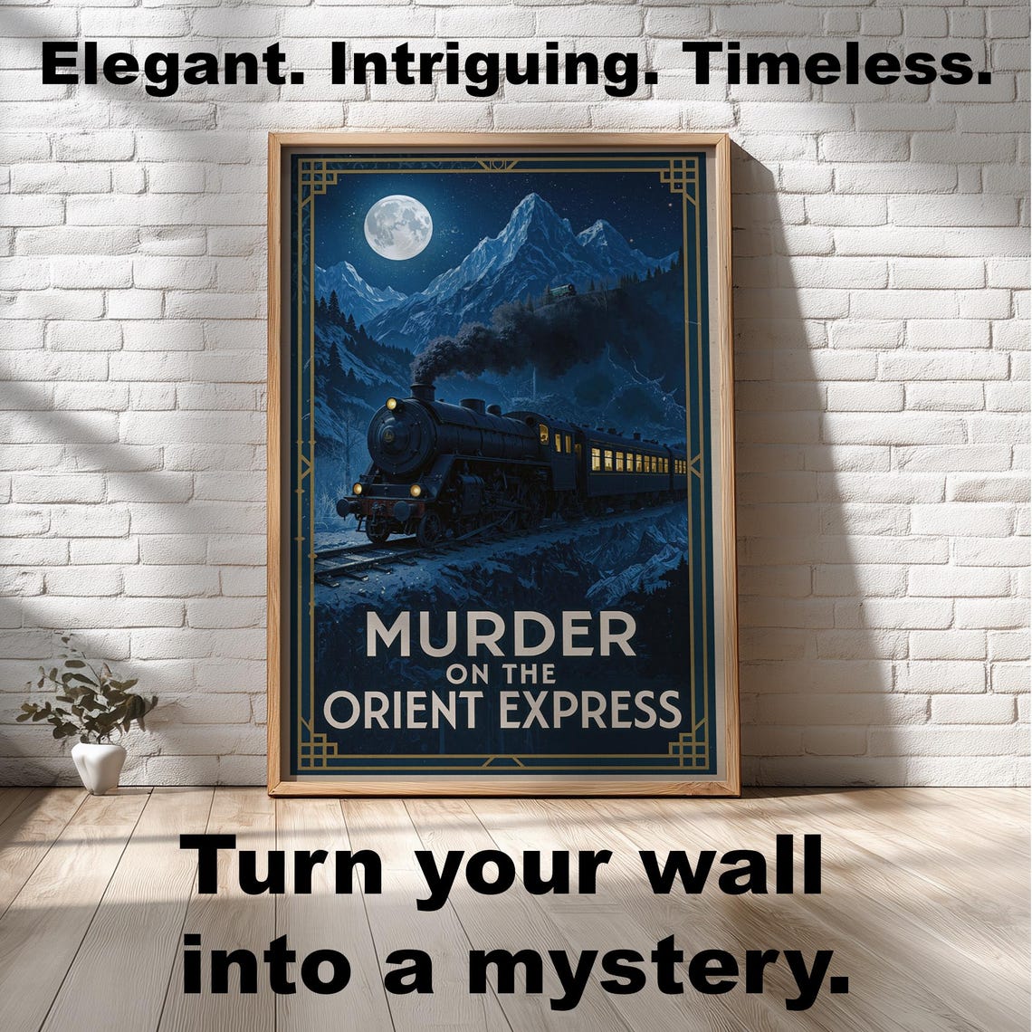 Murder on the Orient Express Moonlit Train Mystery Travel Poster