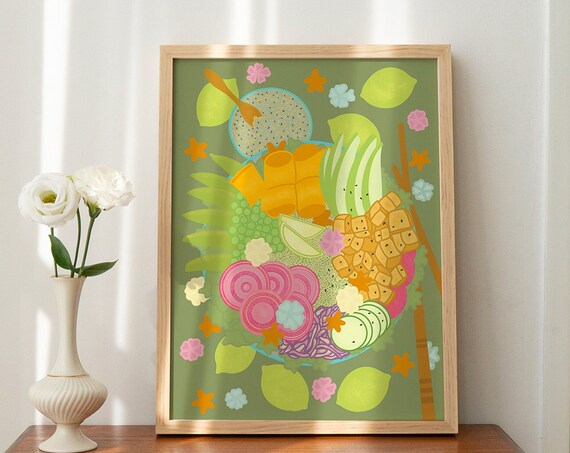Rice Bowl Illustration, Oriental Food Poster