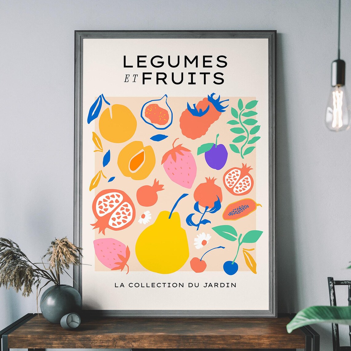Farmers Market Print Legumes Et Fruits Fruit Wall Art Retro Botanical Illustration Boho