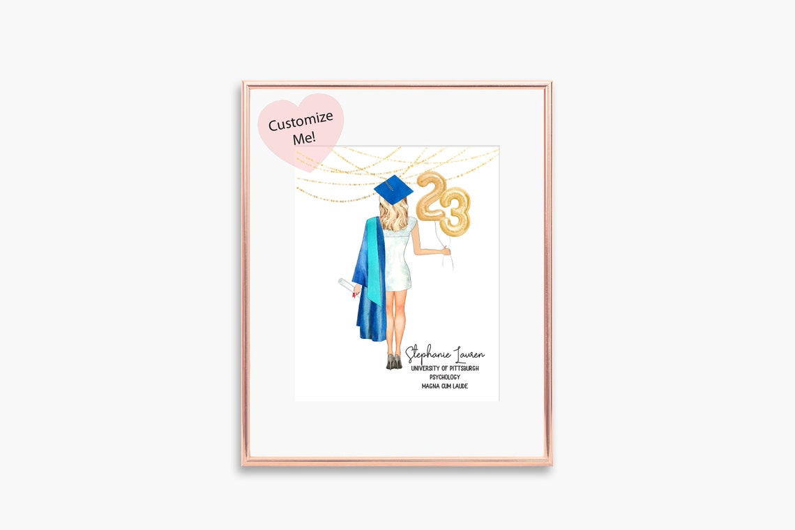 Personalized Graduation Gift Class Of 2023 Graduation Keepsake Wall Art For College Graduate Gift For Her University Grad Unframed