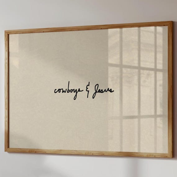 Cowboys and Jesus, Minimalist Western Art Print
