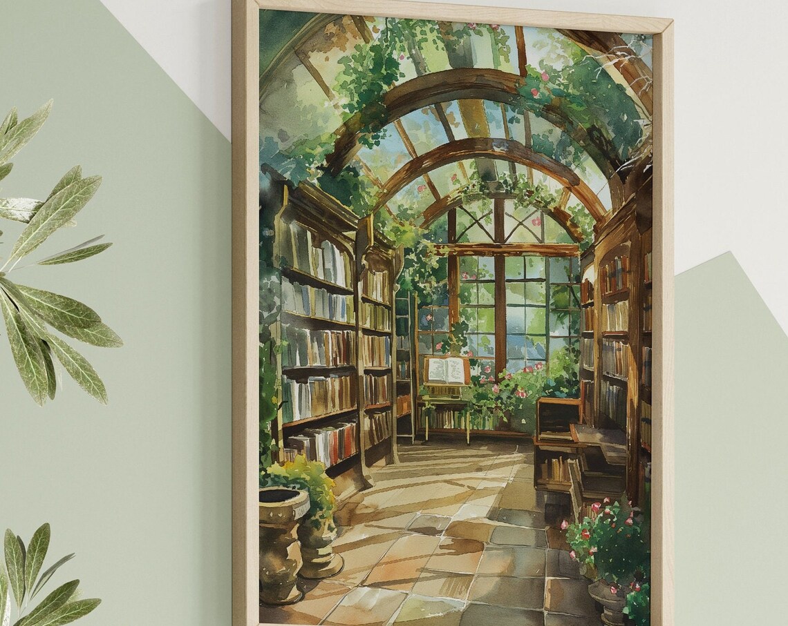 Vintage Library Greenhouse Reading Wall Art Print - Image 2