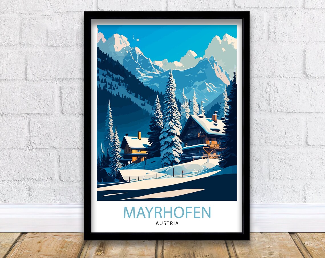 Mayrhofen Austria Travel Poster, Europe Wall Decor