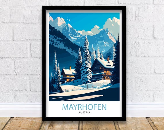 Mayrhofen Austria Travel Poster, Europe Wall Decor