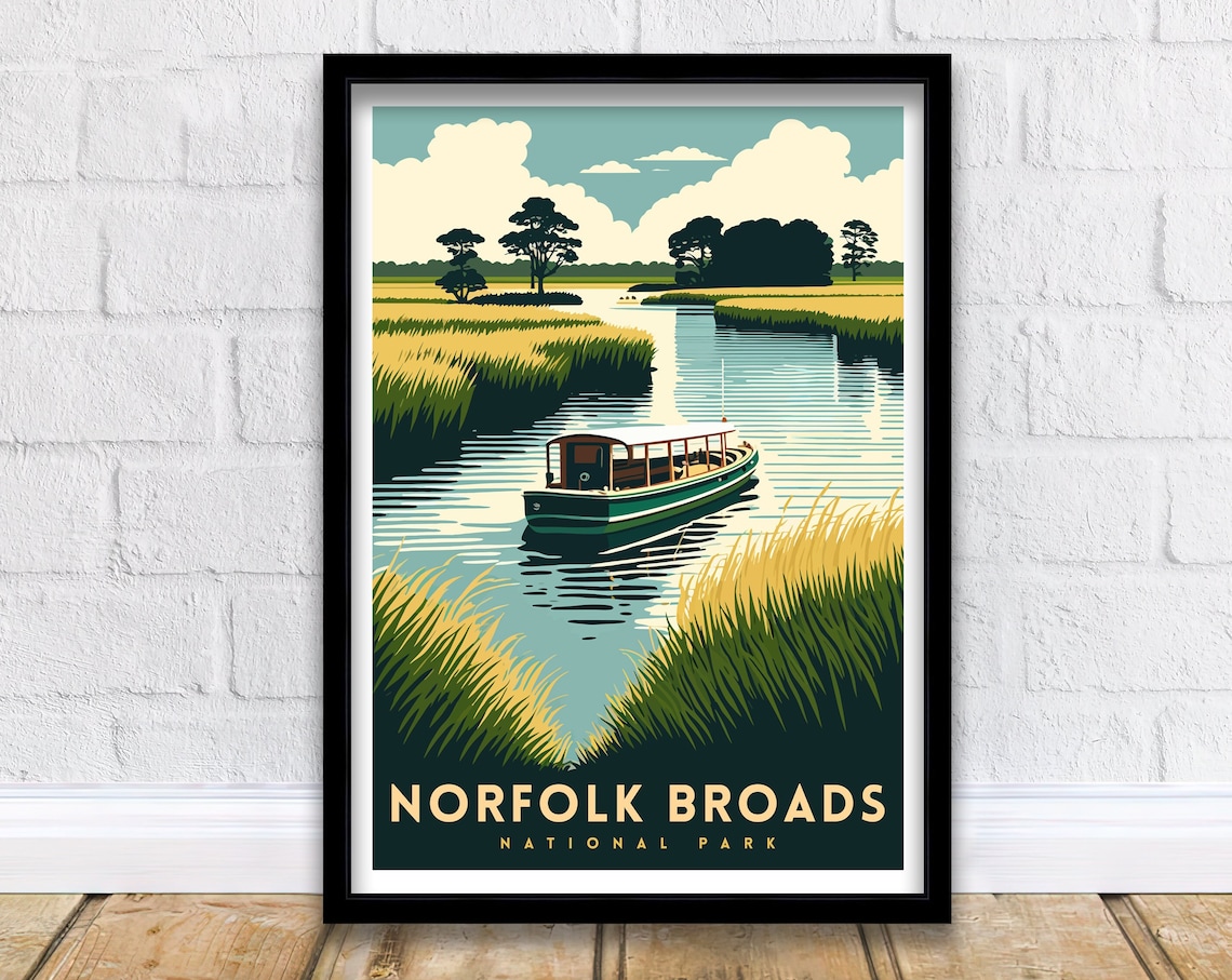Norfolk Broads Travel Poster, National Park Print