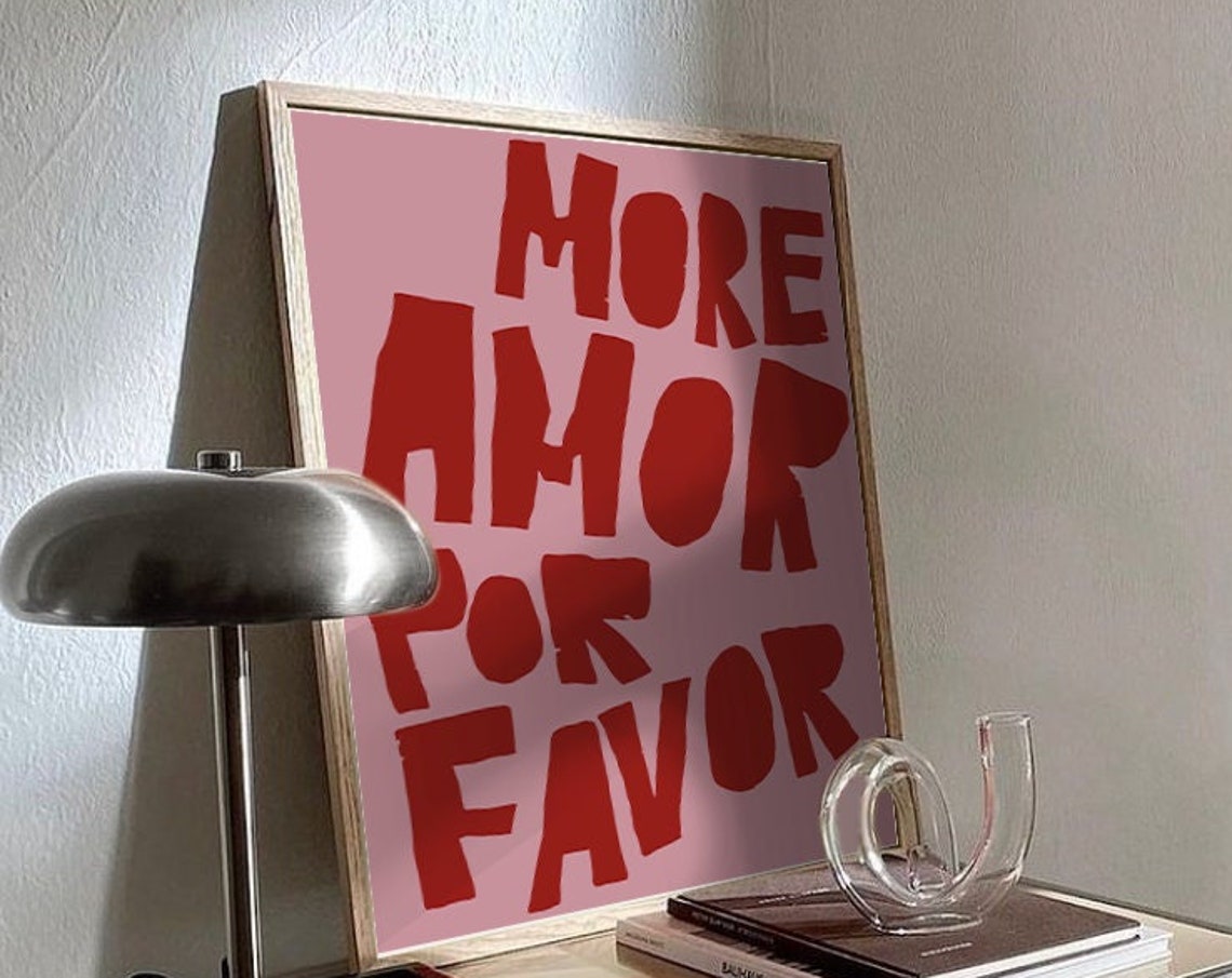 More Amor Por Favor Poster Love Quote Print Red Pink Wall Art Print Trendy Poster Aesthetic Modern Eclectic Poster Preppy Room Maximalist - Image 4