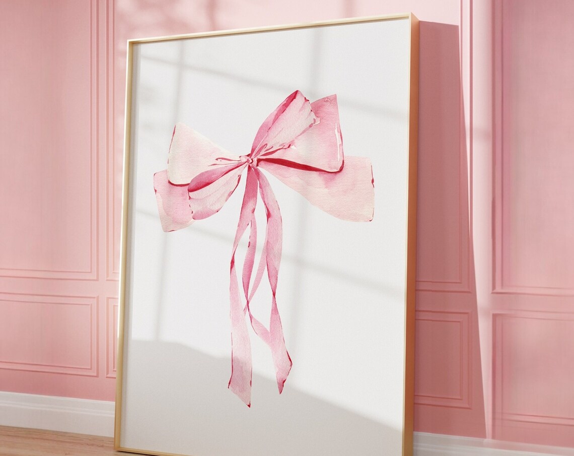 Coquette Wall Art Pink Bow Print Coastal Granddaughter Print Hair Bow Print College Girl Dorm Room Vintage Wall Art Instant - Image 3