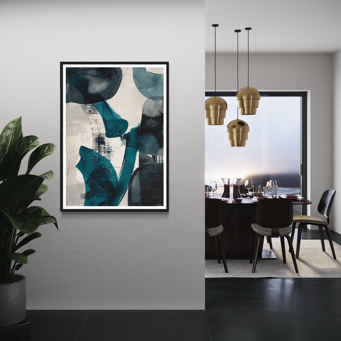 Abstract Geometric Art Print, Contemporary Mid-Century Modern - Image 4