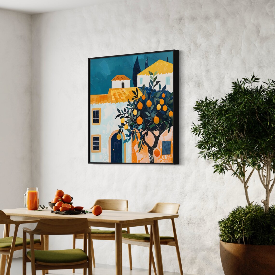 Mediterranean Orange Tree Village Coastal Greek House Travel Poster - Image 4