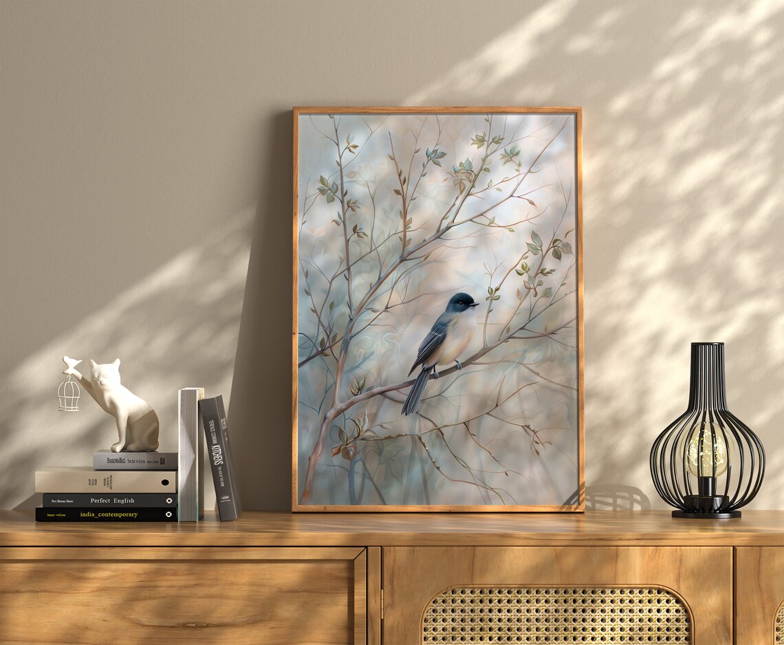 Dark Headed Songbird Blossom Branch Spring Vintage Bird Poster - Image 3