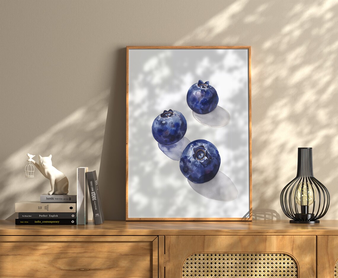 Blueberry Kitchen Wall Art, Watercolor Summer Print - Image 3
