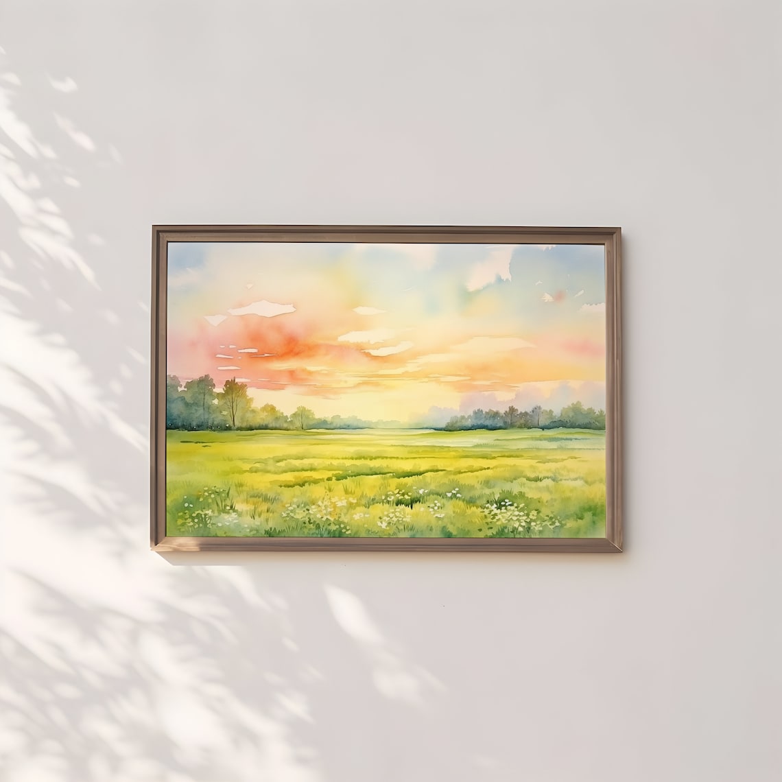 Spring Landscape Watercolor Art Print, Seasonal Meadow - Image 2