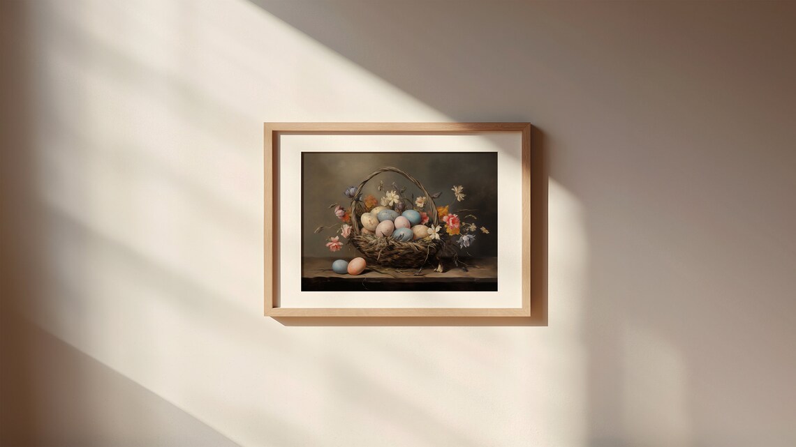 Dutch Still Life Easter Egg Basket with Spring Flowers Vintage Art Poster - Image 2