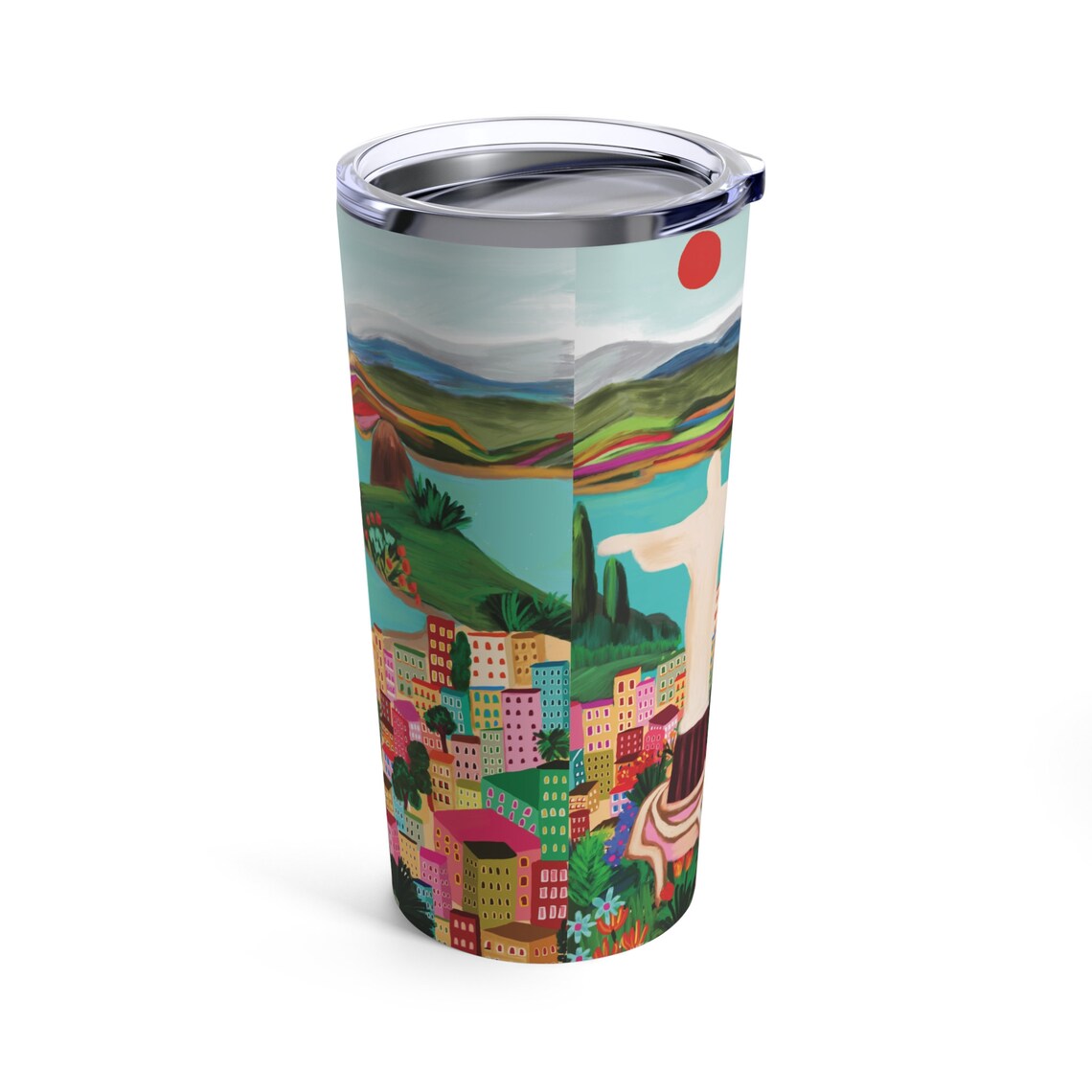 Christ The Redeemer Travel Tumbler Colourful Brazil Souvenir Perfect For Wanderlust Gifts Gift For Friend - Image 3