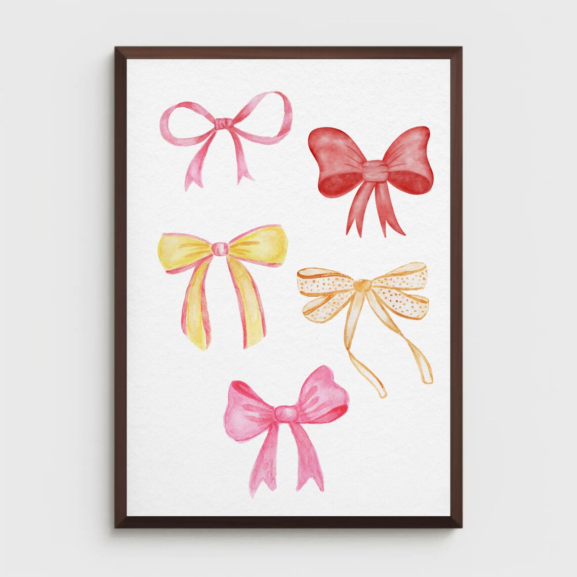 Pink Watercolor Bow Collection Coquette Room Decor Art Poster - Image 3