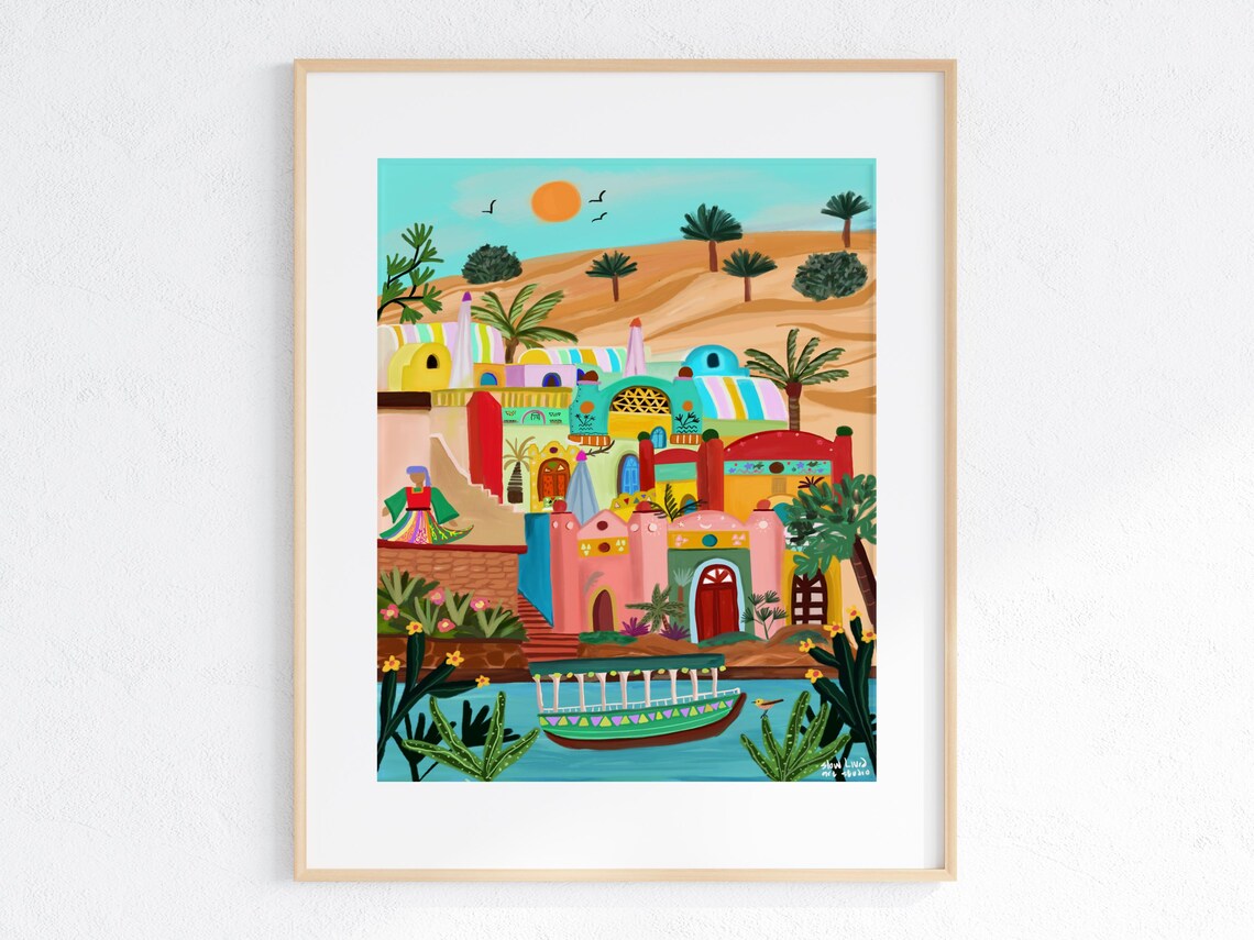 Egypt Nubian Village Travel Poster, Wall Art Print - Image 5