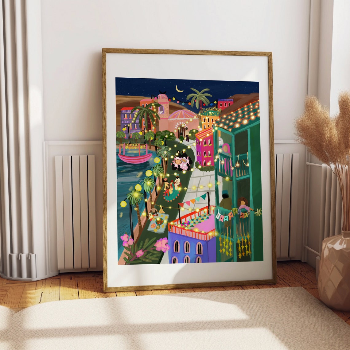 Eid In Marrakech Night Market Lanterns Lights Crescent Moon Poster