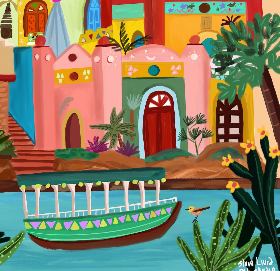 Egypt Nubian Village Travel Poster, Wall Art Print - Image 3