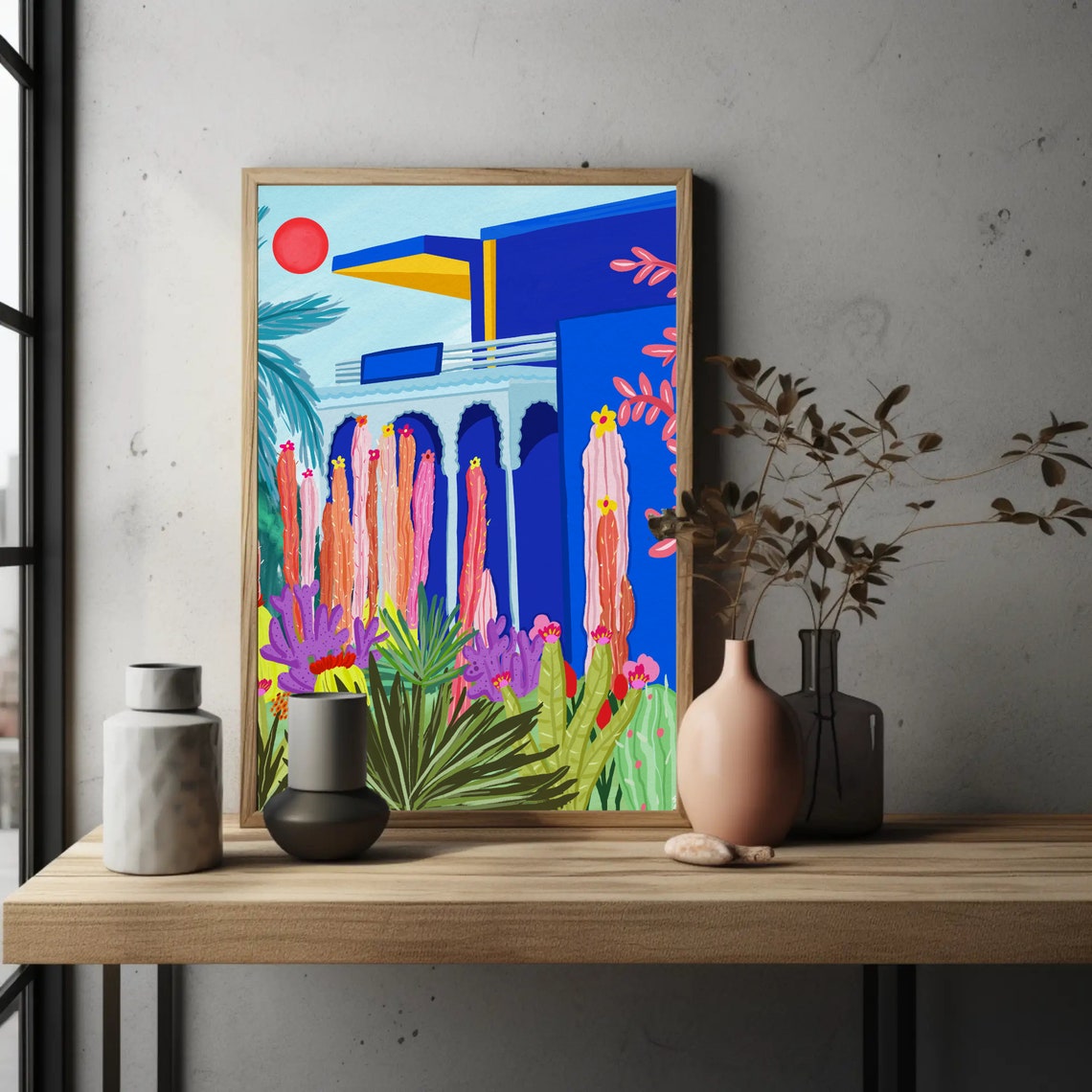 Majorelle Marrakech Blue Villa Tropical Cactus Garden Poster - Image 4