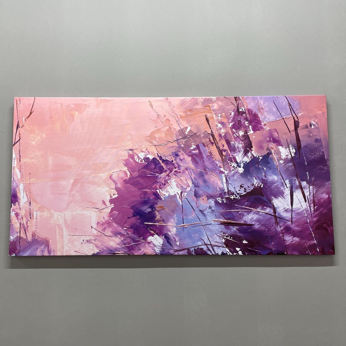 Pink And Purple Painting, Modern Glass Art