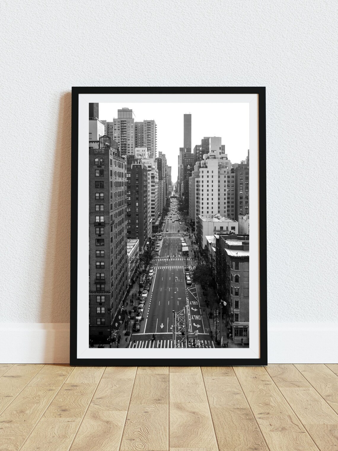 New York City Avenue Aerial Black And White Street Photo Poster