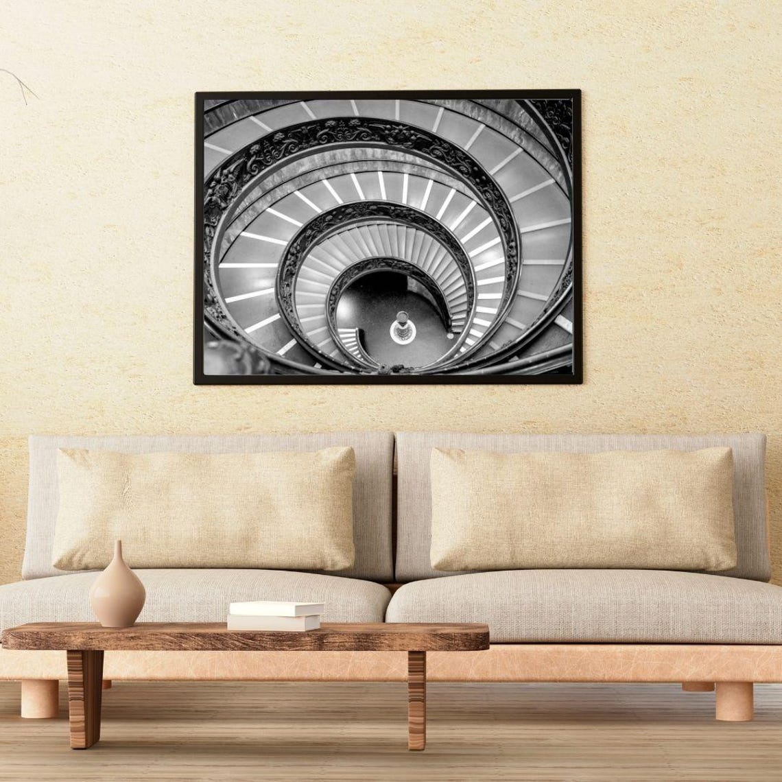 Vatican Spiral Staircase Black And White Architectural Photo Poster - Image 2