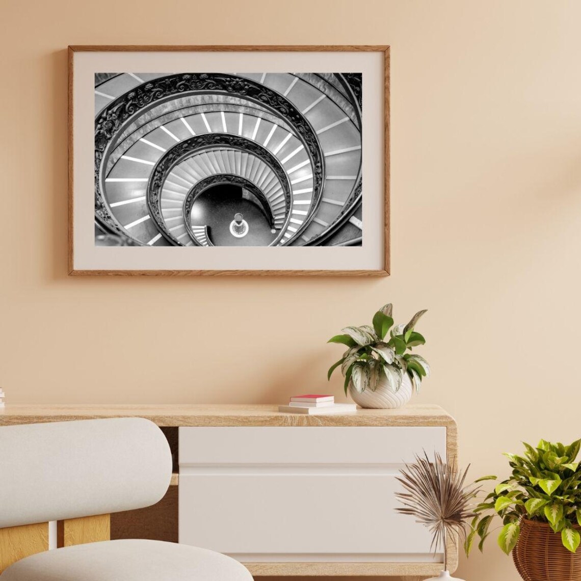 Vatican Spiral Staircase Black And White Architectural Photo Poster - Image 4