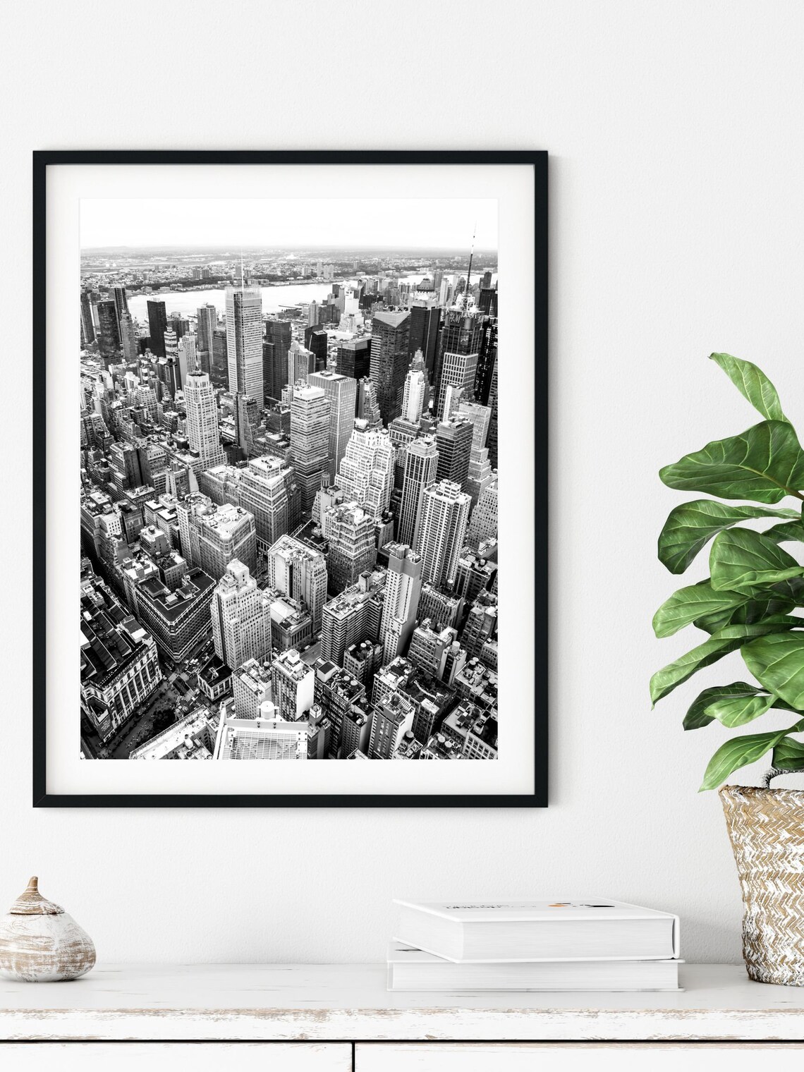 Manhattan Aerial Skyline Black And White New York City Poster - Image 4