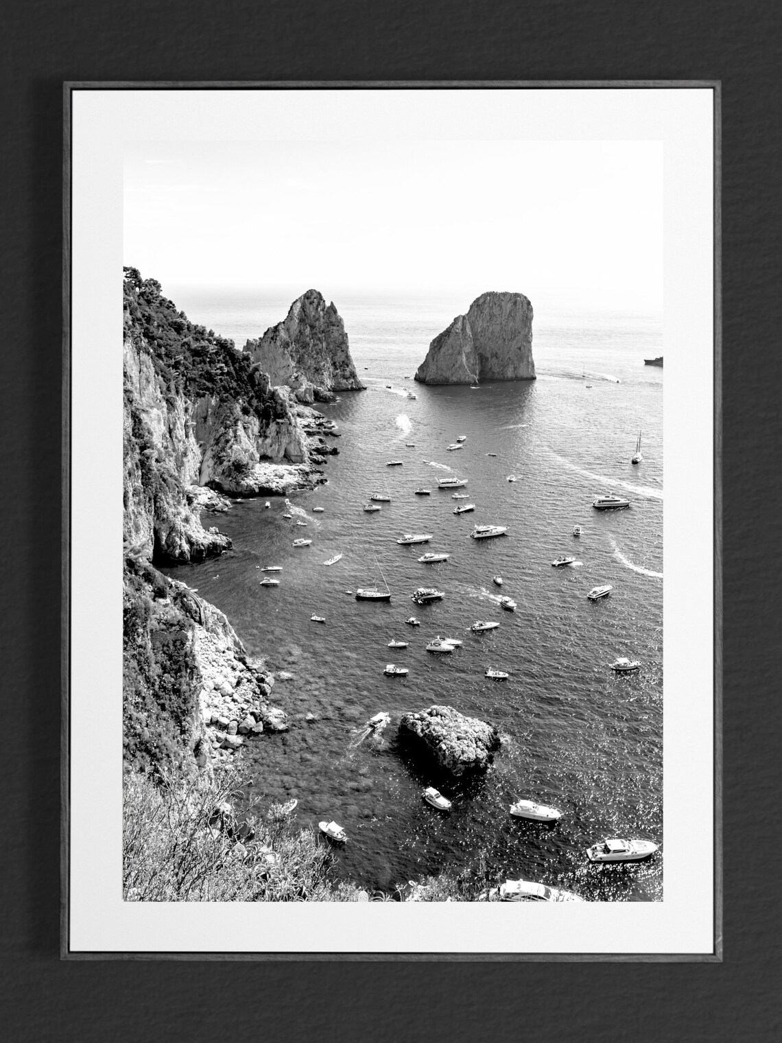 Capri Beach Print, Black And White Beach Art - Image 5
