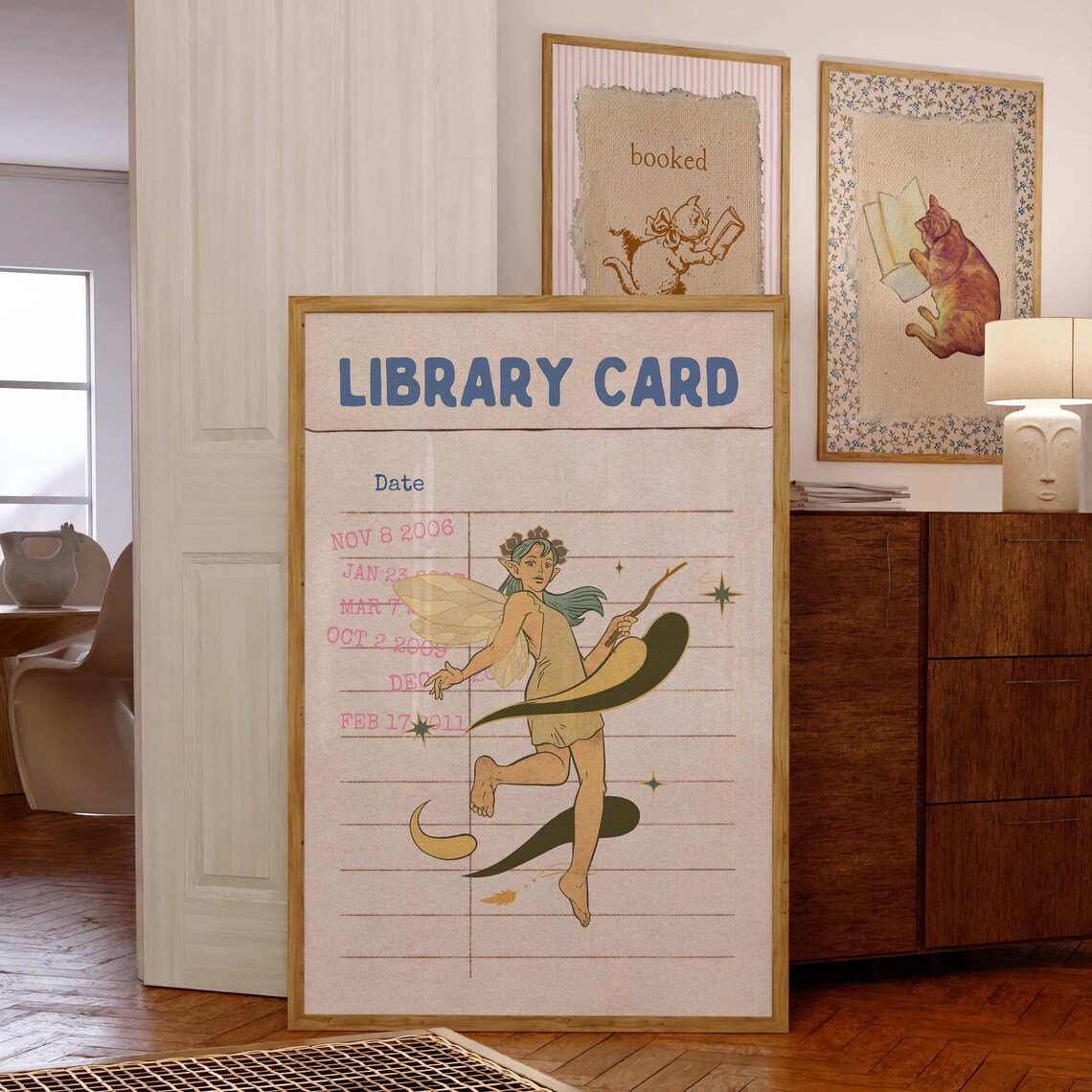 Fairy Art Print, Retro Library Card Poster - Image 5