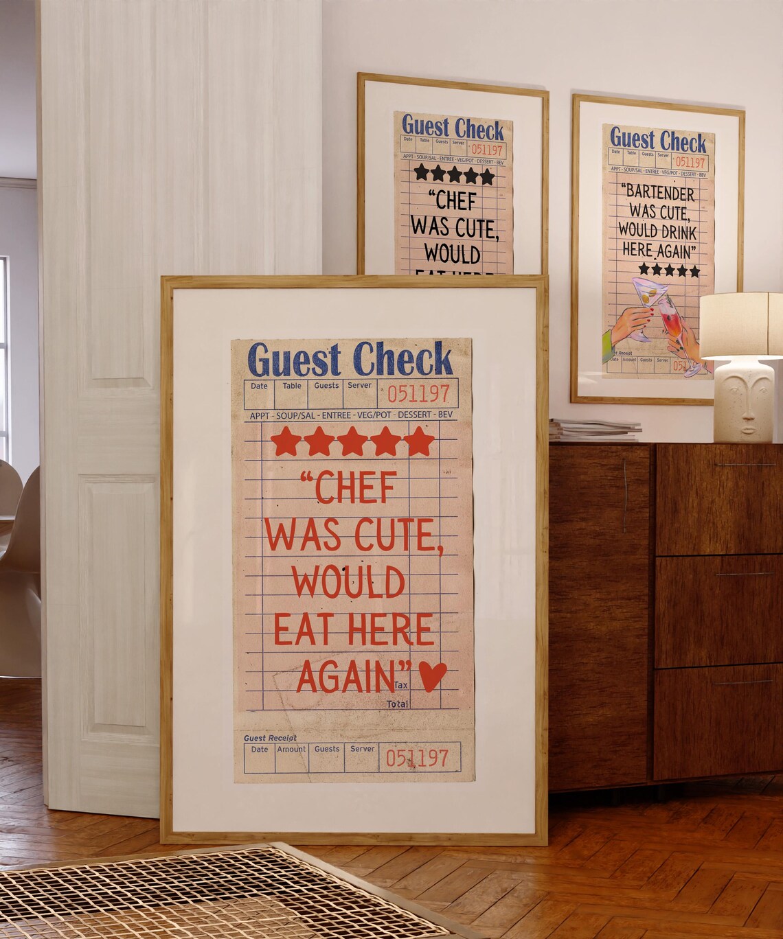 Guest Check Chef Was Cute Funny Kitchen Wall Art