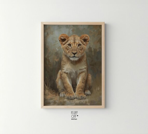 Lion Cub Art Print, Kids Room Decor
